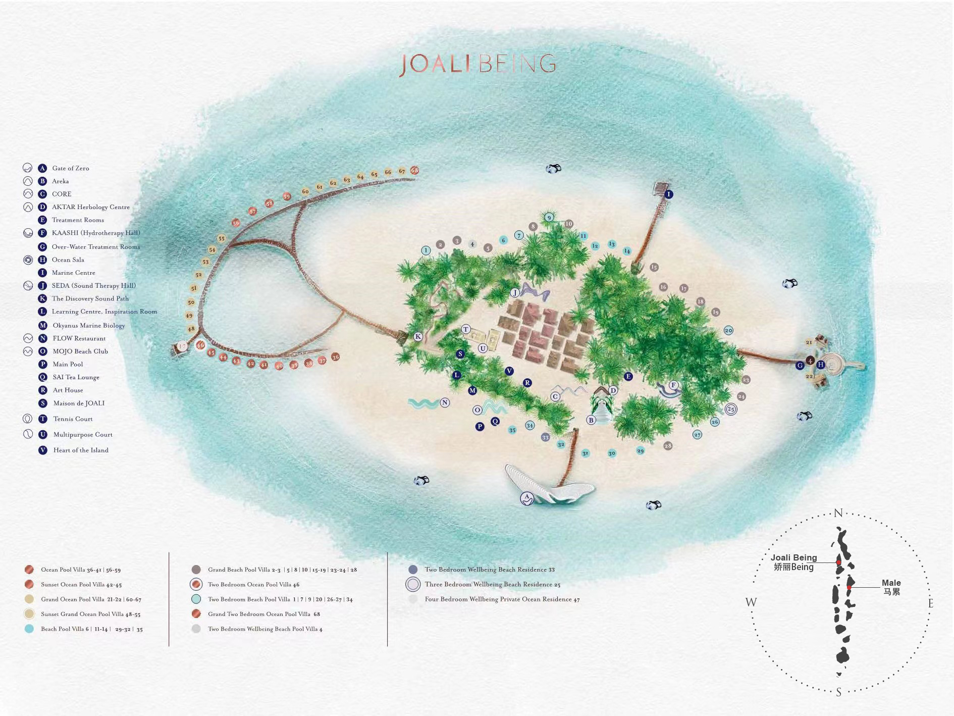娇丽Being度假村地图布局 - Joali Being Resort Map