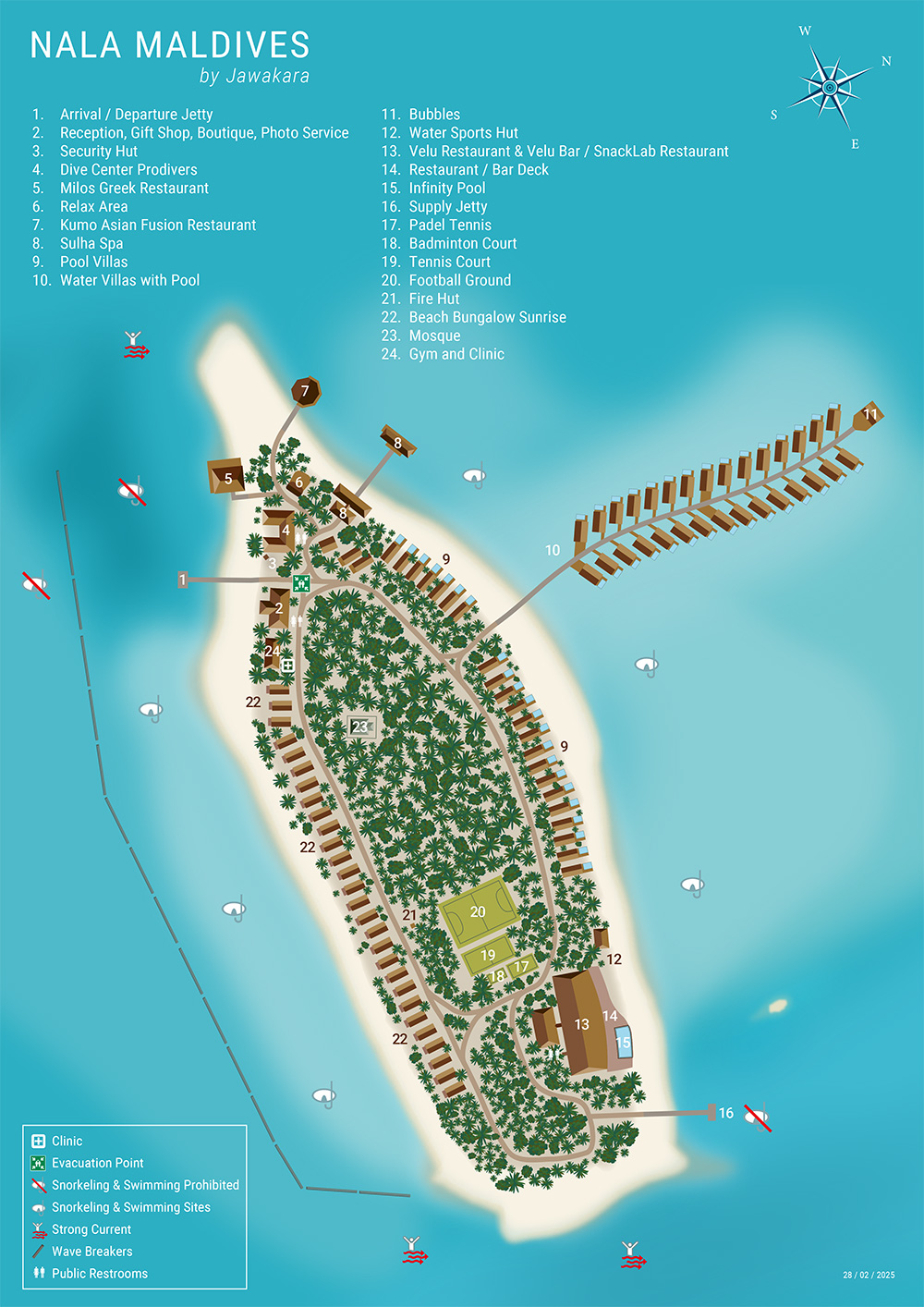 贾瓦卡拉娜拉度假村地图布局 - Nala Maldives by Jawakara Resort Map