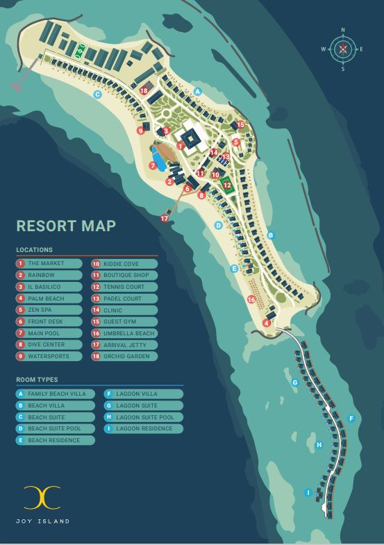 欢乐岛度假村地图布局 - Joy Island Maldives Resort Map