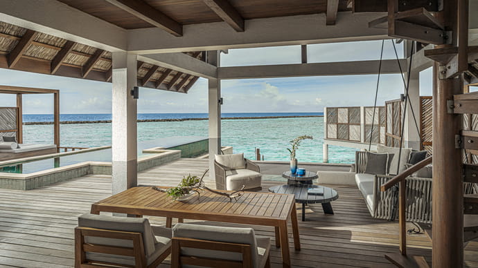 四季兰达吉拉瓦鲁 - 水上泳池别墅  - 部分海景图片1 - Four Seasons Landaa Giraavaru Water Villa with Pool – Partial Sea View Photo 1