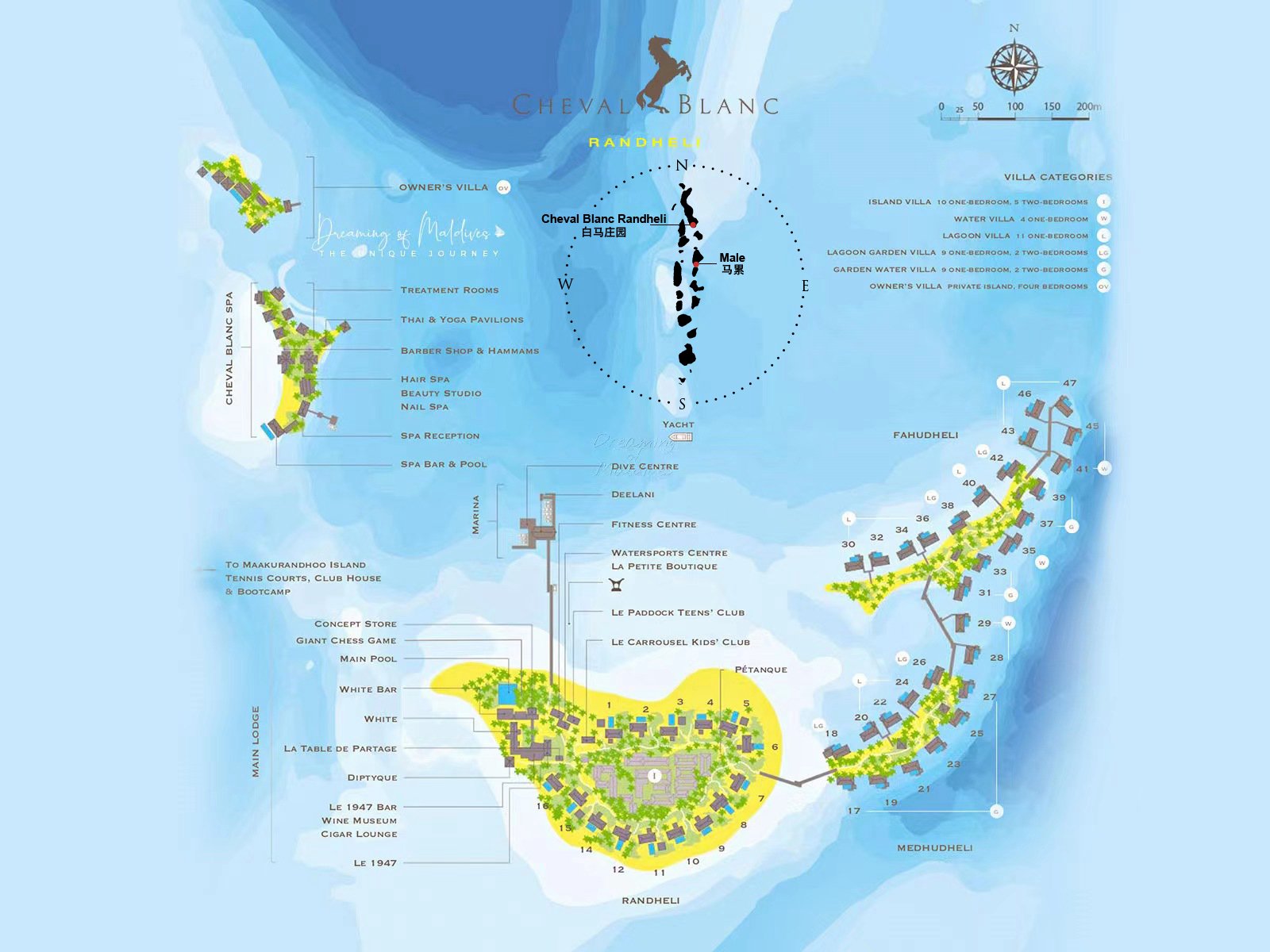 白马庄园度假村地图布局 - Cheval Blanc Randheli Resort Map
