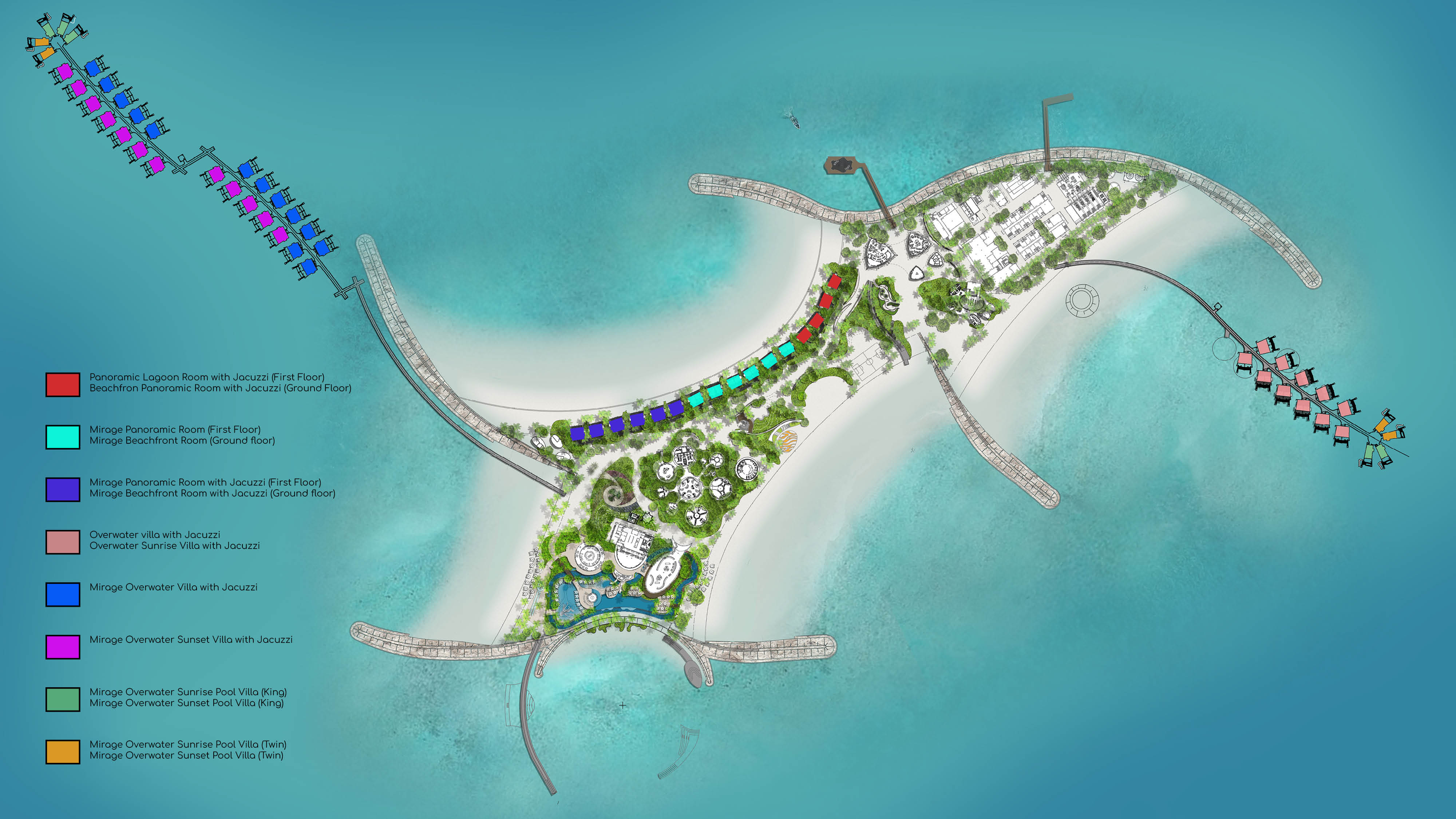 中央盛泰乐幻影度假村地图布局 - Centara Mirage Lagoon Maldives Resort Map