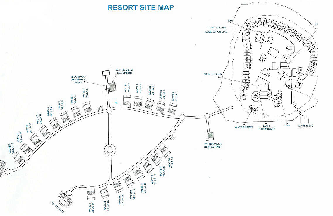 钻石阿莎格度假村地图布局 -  Diamonds Athuruga Beach&Water Villas Resort Map