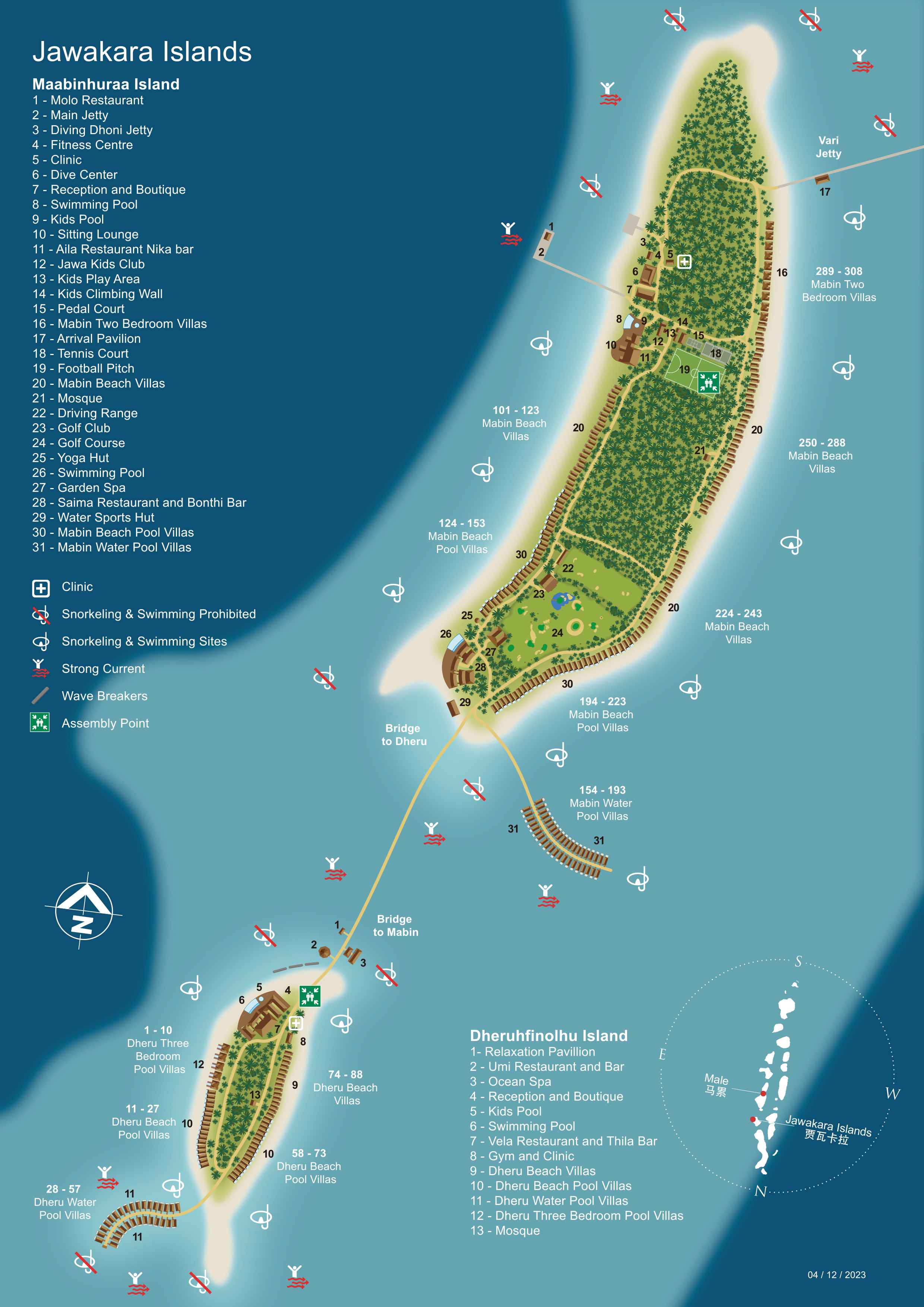 贾瓦卡拉度假村地图布局 - Jawakara Islands Maldives Resort Map