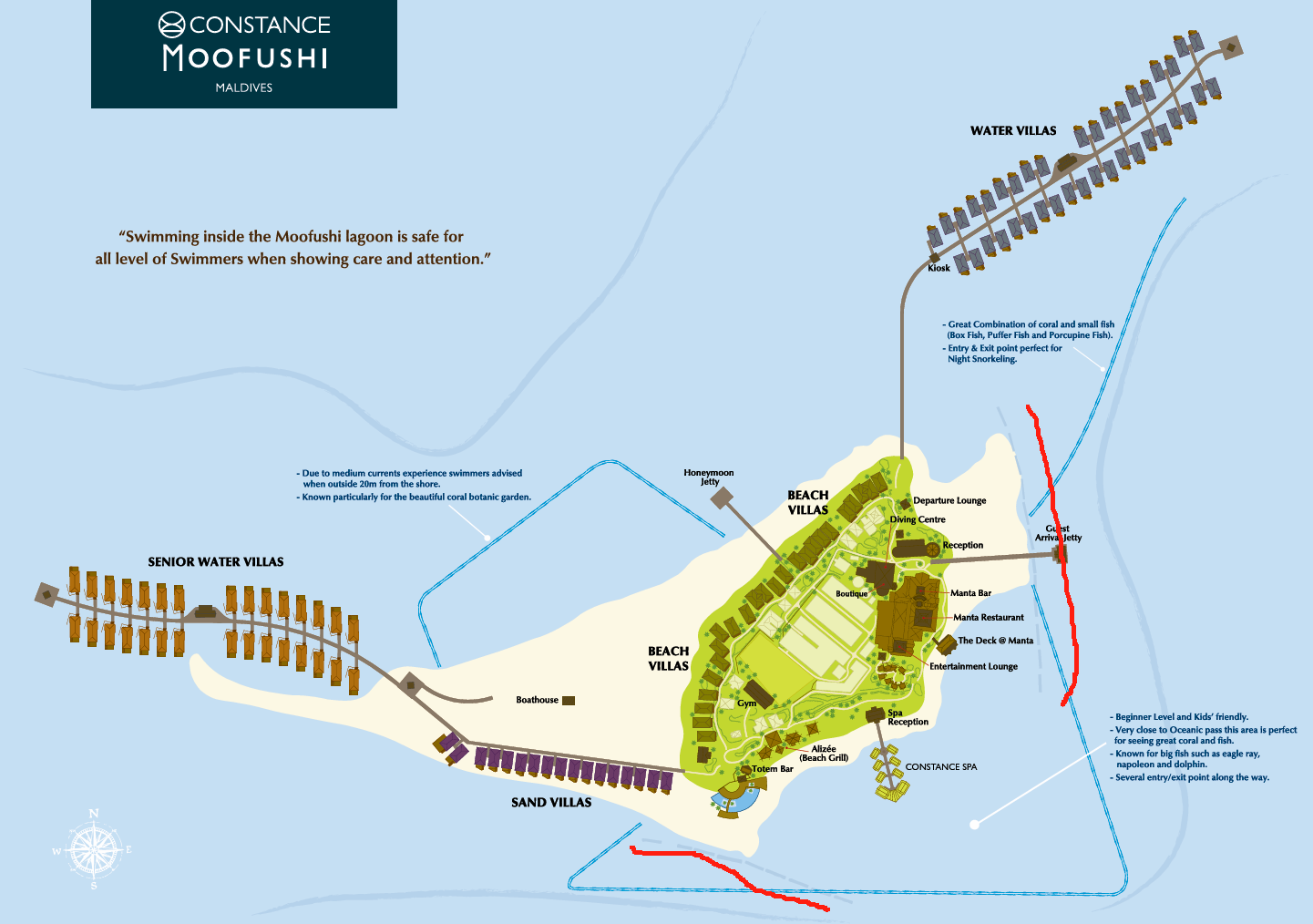 魔富士度假村地图布局 - Constance Moofushi Resort Maldives Resort Map