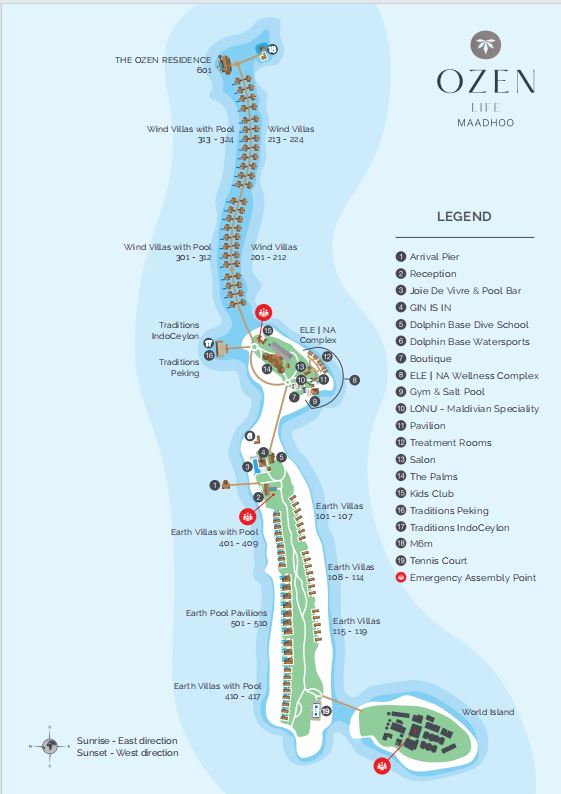 奥臻籁馥玛度度假村地图布局 - Ozen LIFE Maadhoo Resort Map