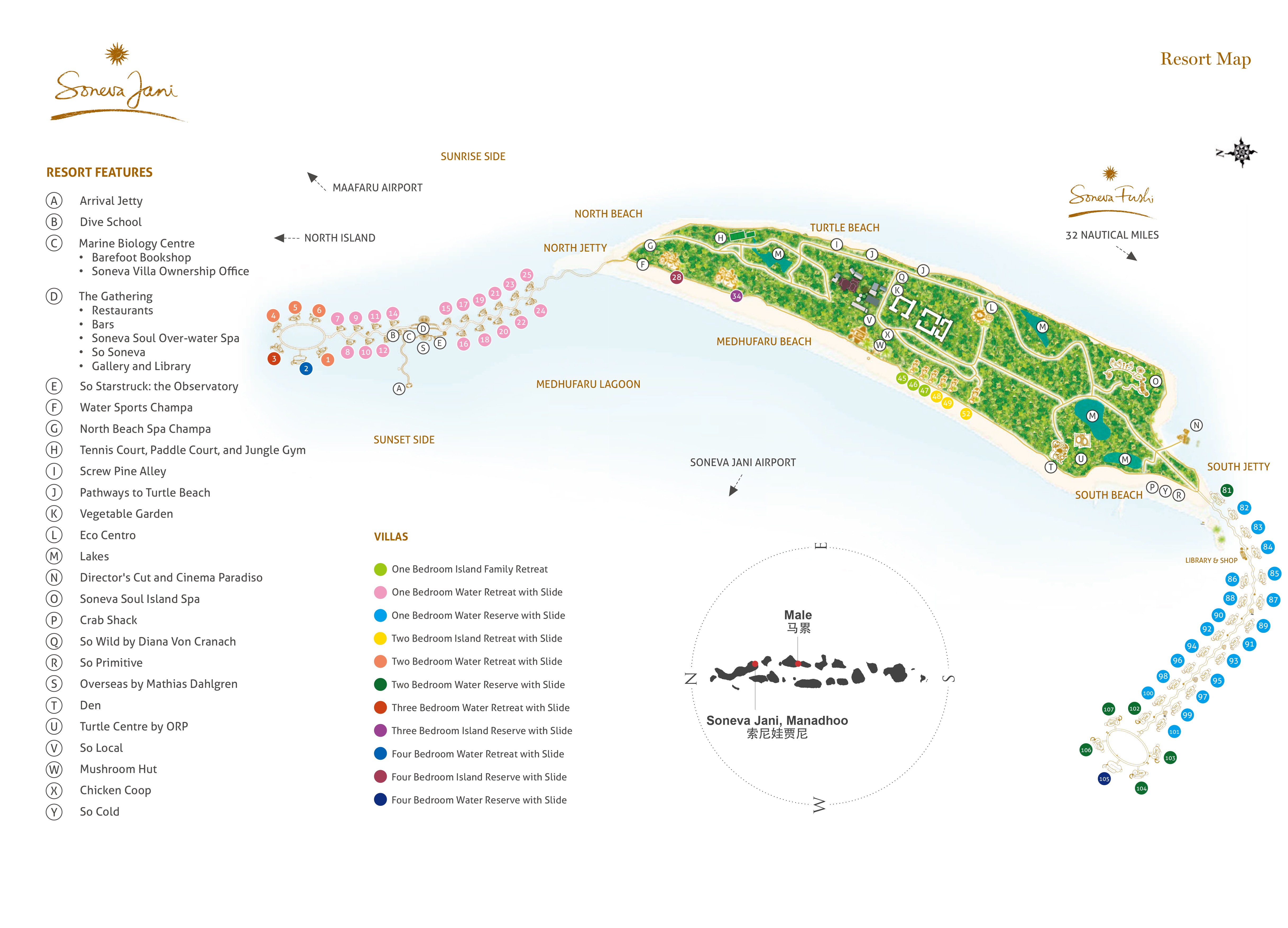 索尼娃贾尼度假村地图布局 - Soneva Jani Resort Map