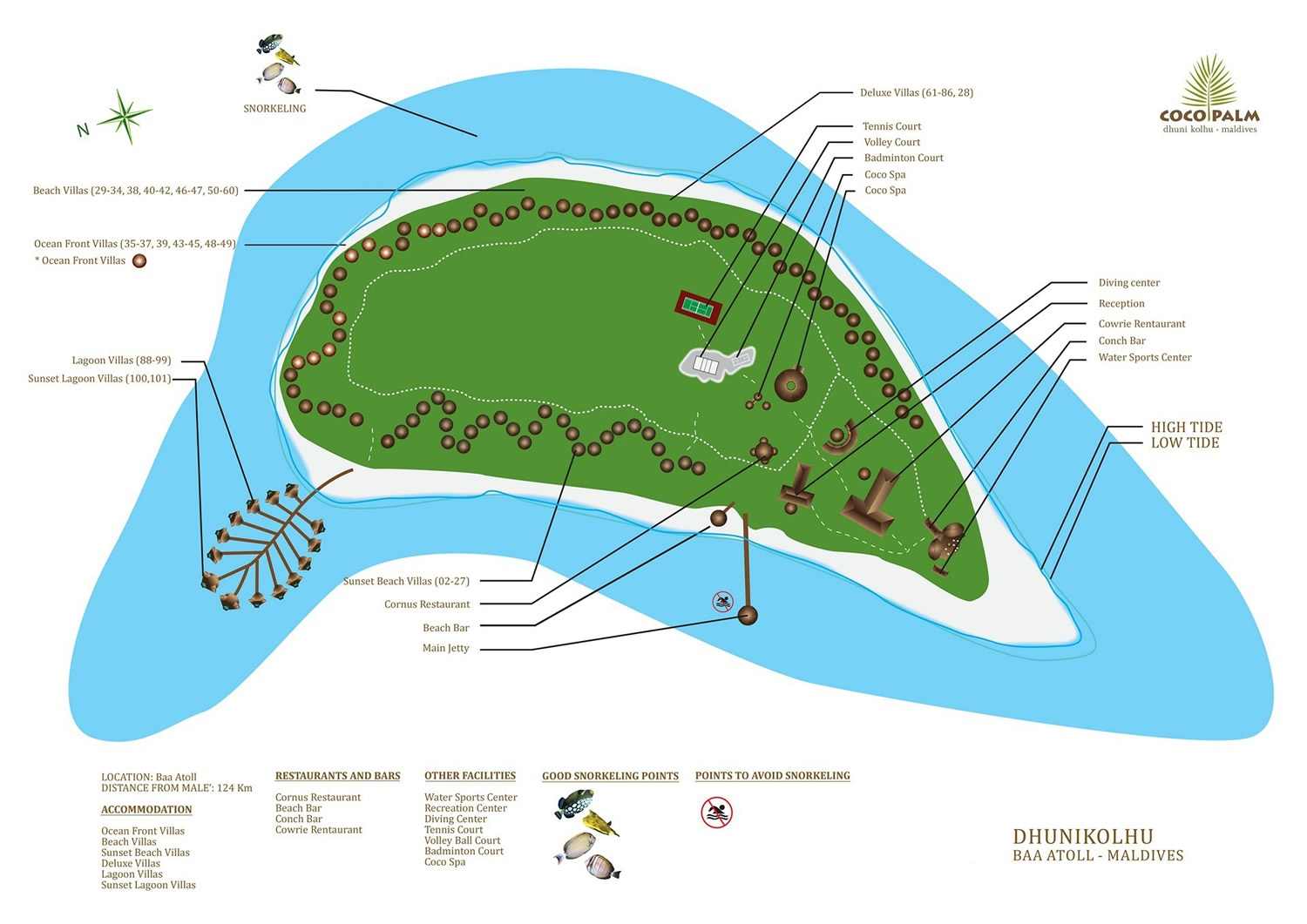 杜妮可鲁度假村地图布局 - Coco Palm Dhuni Kolhu Resort Map