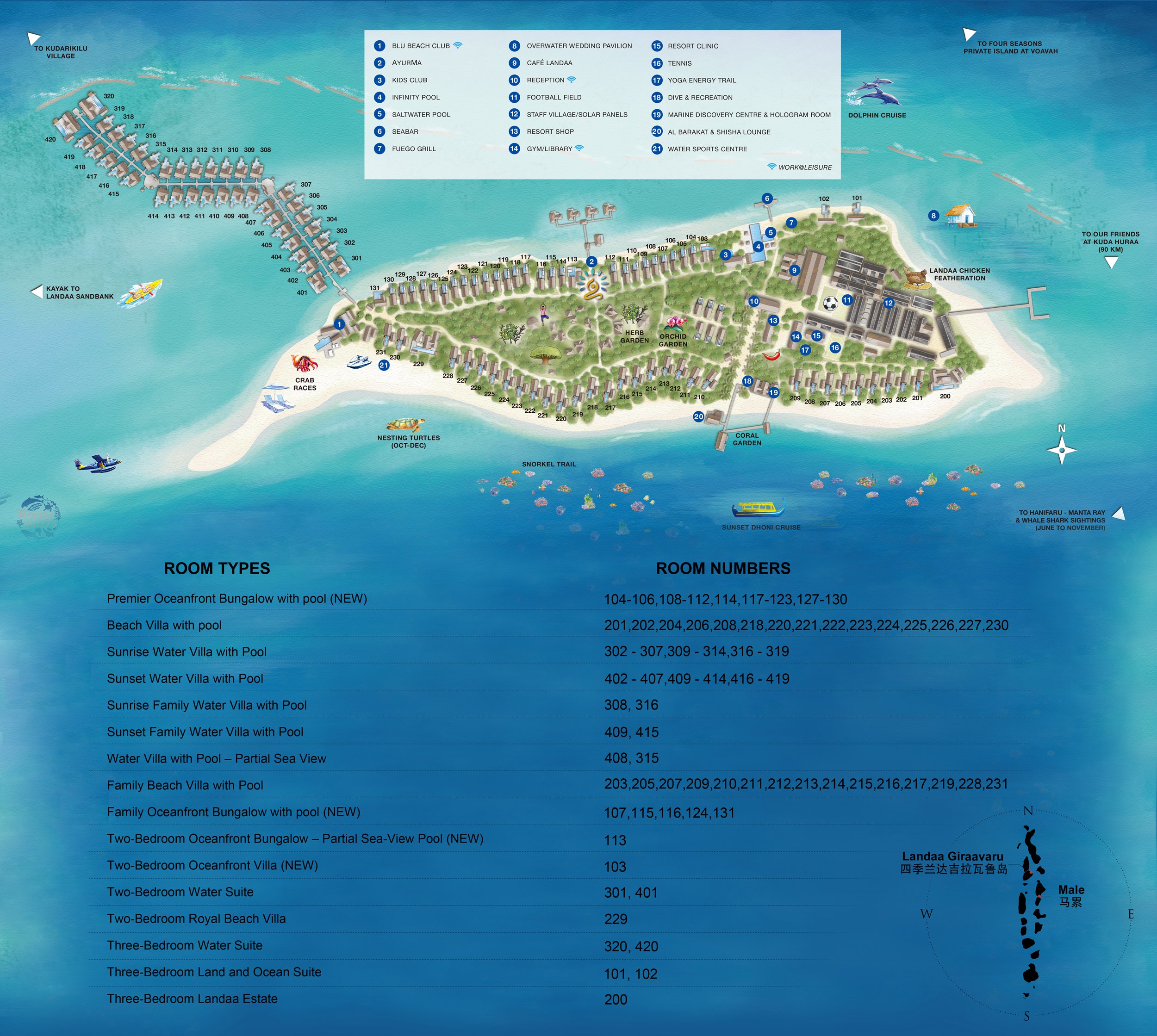 四季兰达吉拉瓦鲁度假村地图布局 - Four Seasons Landaa Giraavaru Resort Map