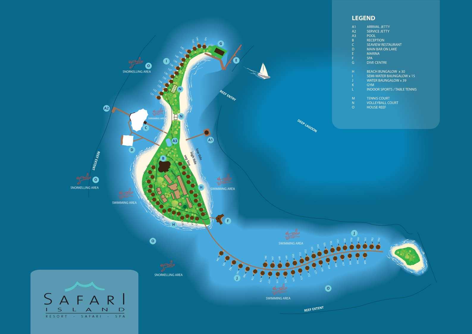 萨芙莉度假村地图布局 - Safari island Resort Map
