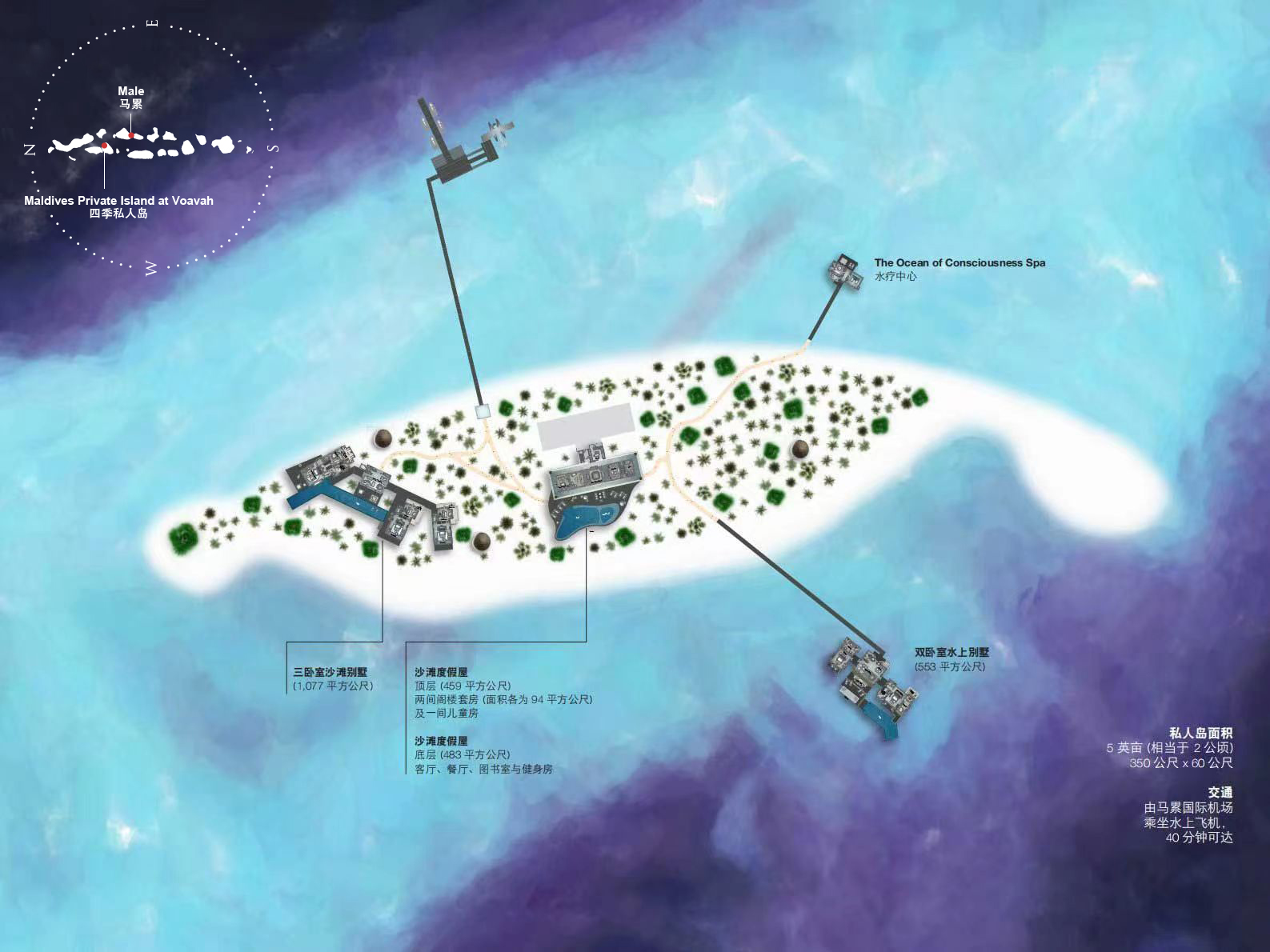 四季沃亚瓦私人岛度假村地图布局 - Four Seasons Private Island Maldives At Voavah Resort Map