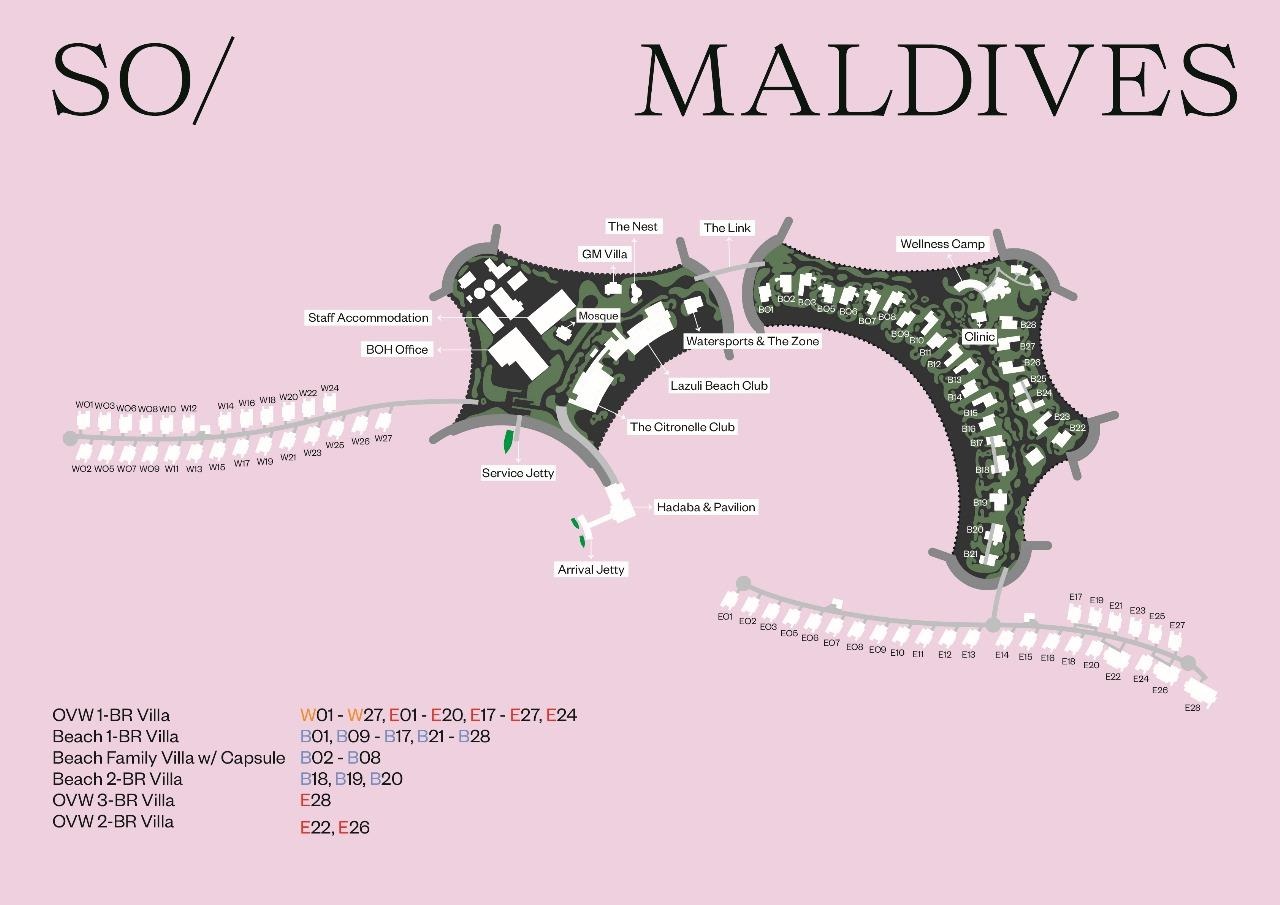 索酒店 So度假村地图布局 - So  Maldives  Resort Map