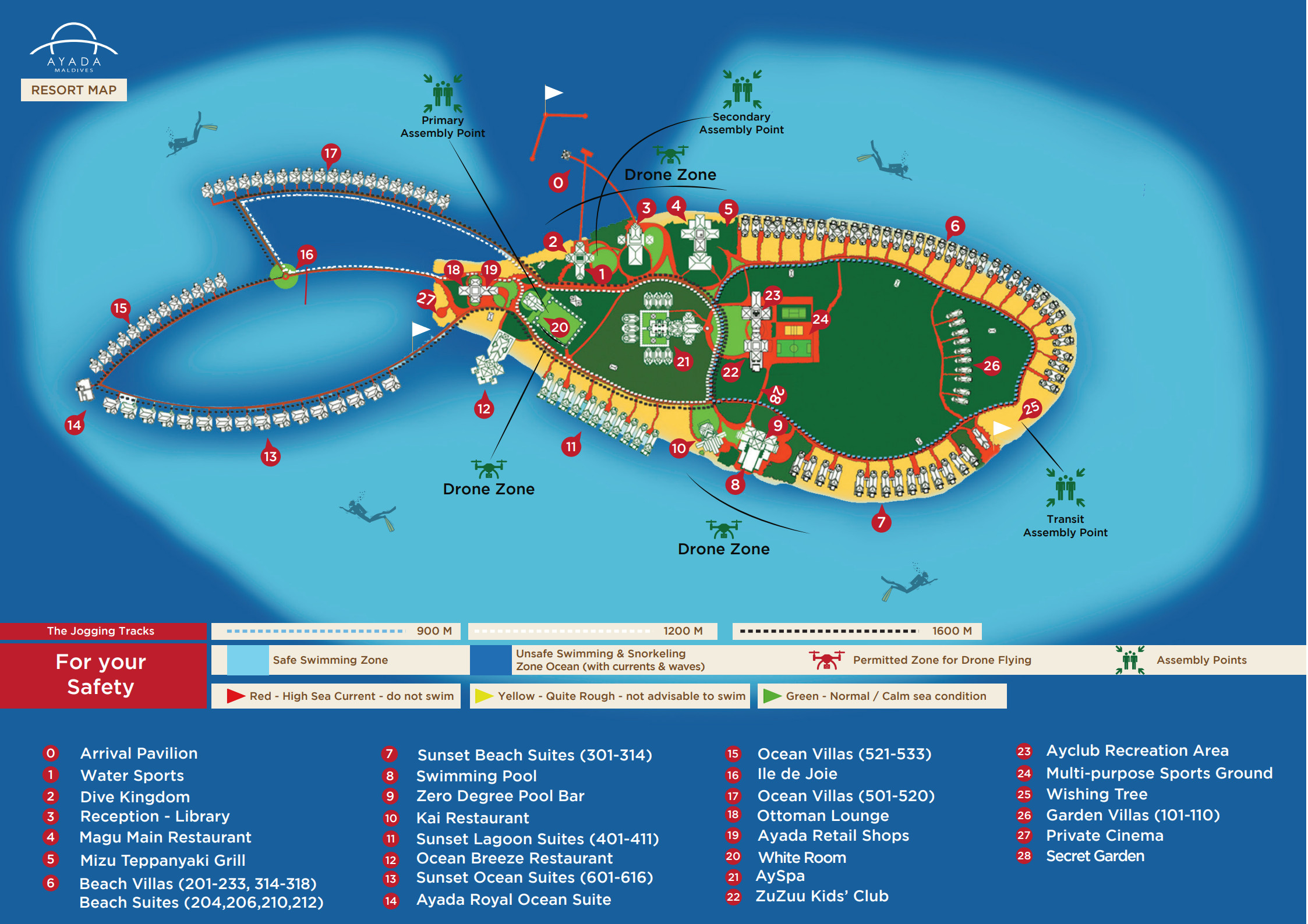 阿雅达度假村地图布局 - Ayada Maldives Resort Map