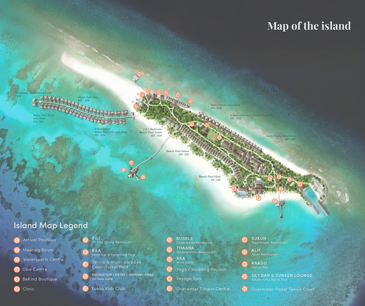 美雅富士度假村地图布局 - Meyyafushi Maldives Resort Map