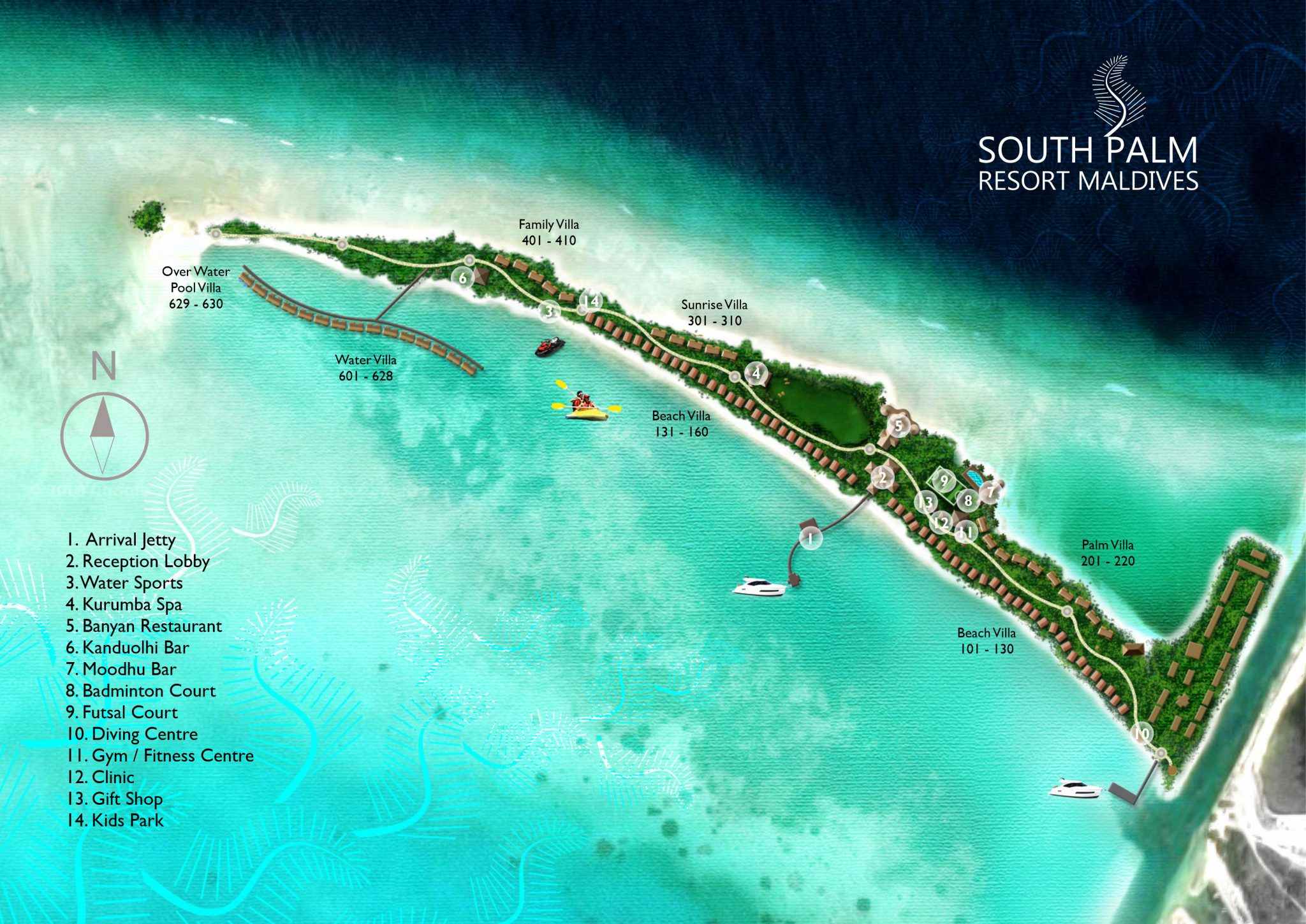 南棕榈度假村地图布局 - South Palm Resort Map