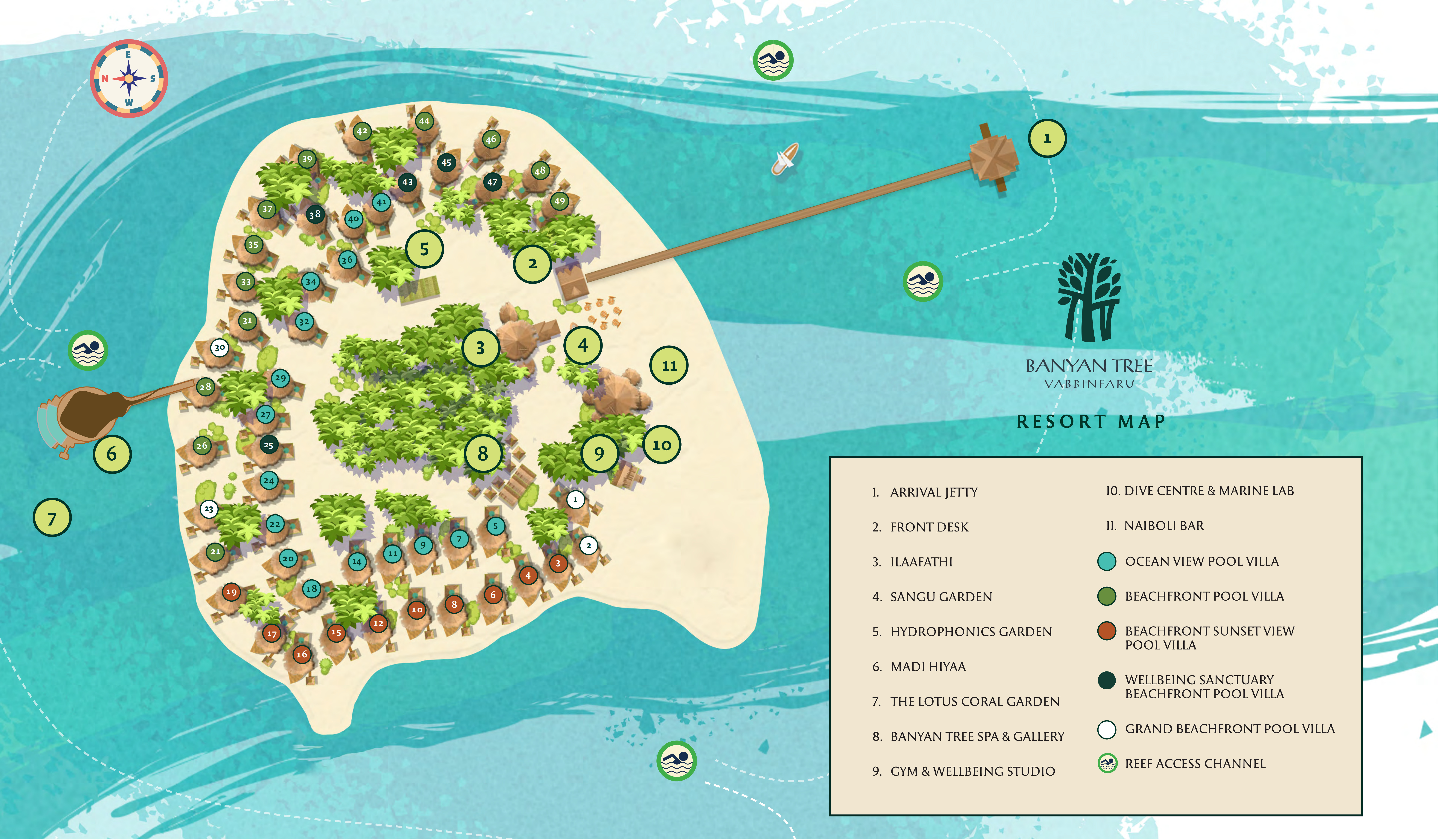 瓦宾法鲁度假村地图布局 - Banyan Tree Vabbinfaru Resort Map
