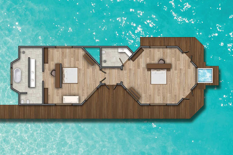 吉哈岛 - 双卧水上泳池套房图片3 - Kihaa Maldives Two Bedroom Water Suite With Pluge Pool Photo 3