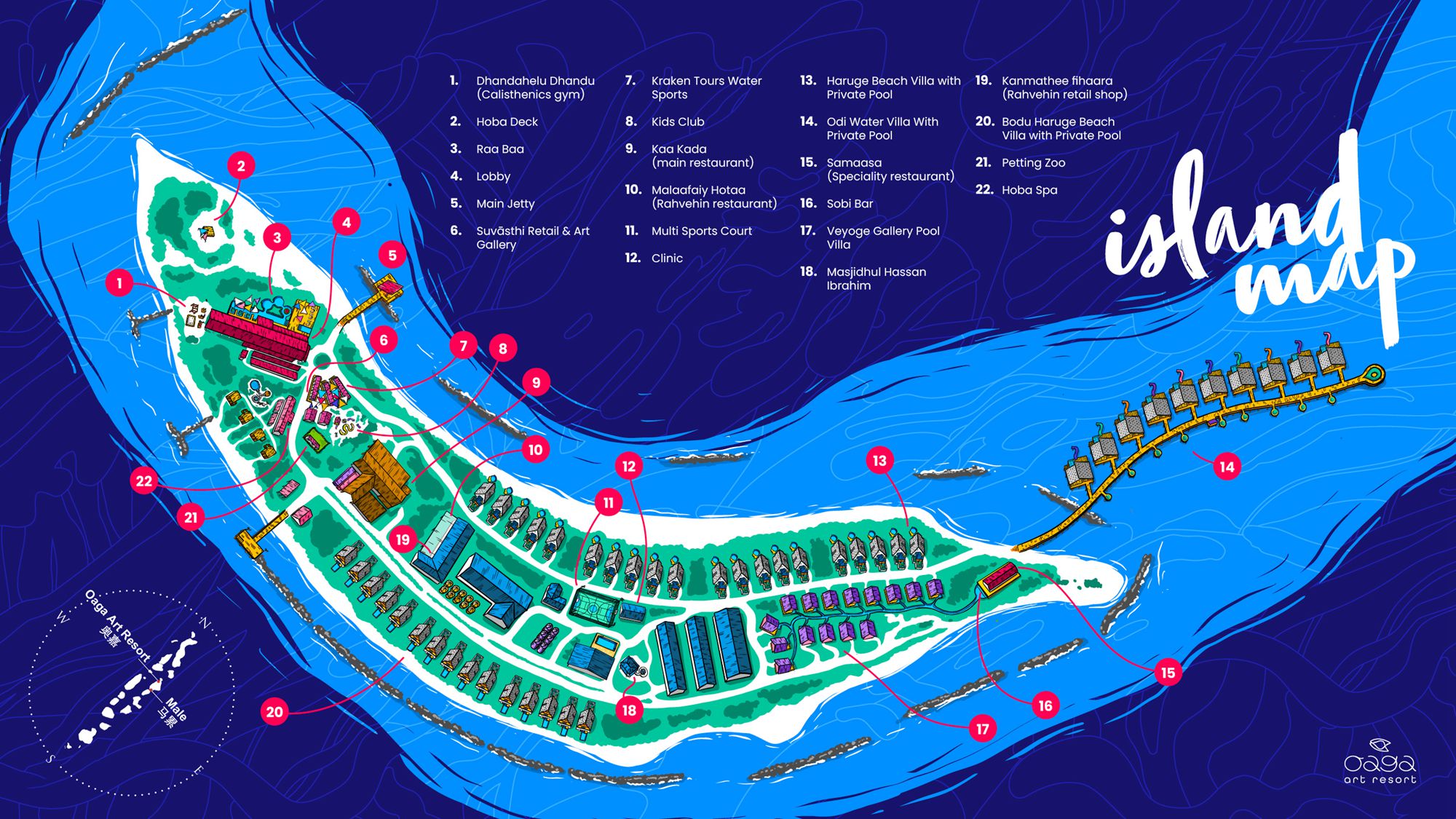 奥嘉度假村地图布局 - Oaga Art Resort Resort Map