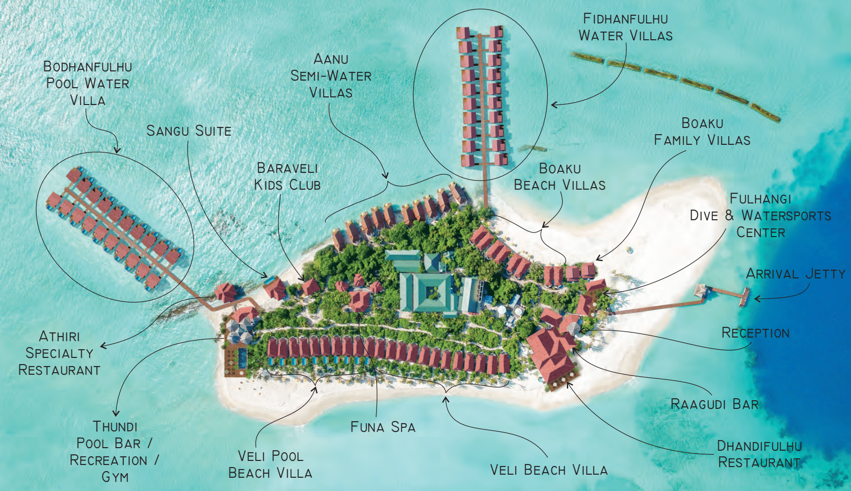 迪古法鲁度假村地图布局 - Dhigufaru Resort Map