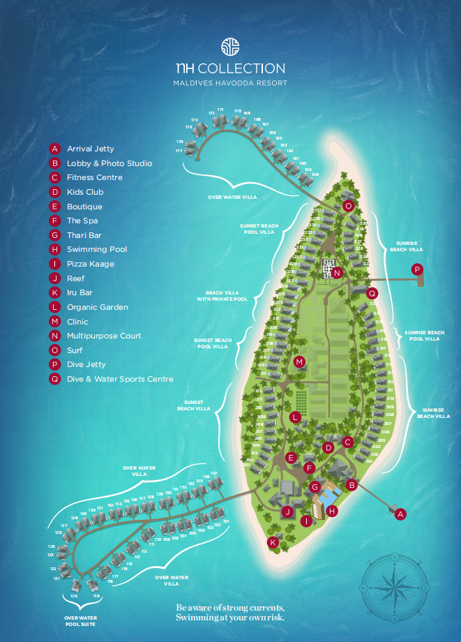 NH精选豪沃达岛度假村地图布局 - NH Collection Maldives Havodda Resort Resort Map