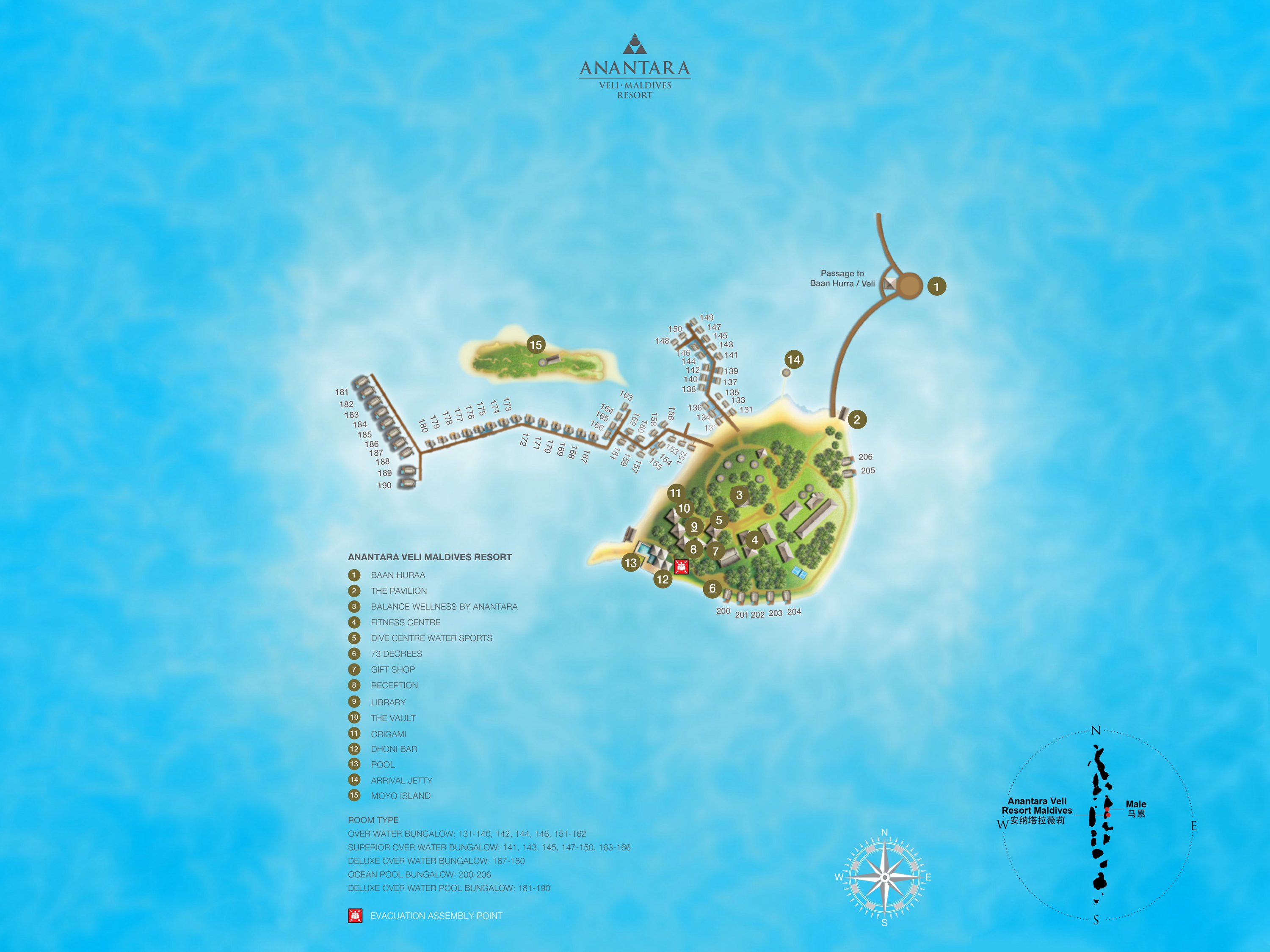 安纳塔拉薇利度假村地图布局 - Anantara Veli Resort Maldives Resort Map