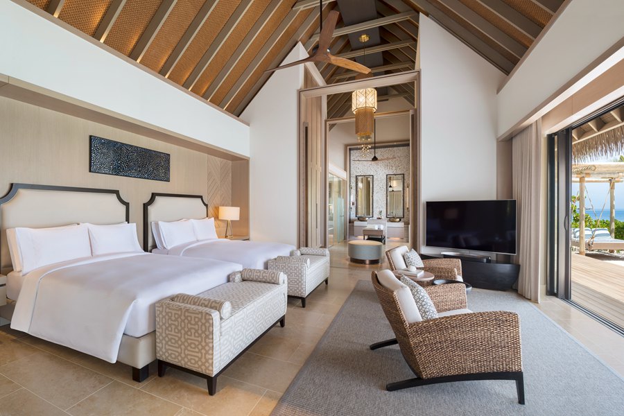 华尔道夫 - 沙滩泳池别墅（双床）图片3 - Waldorf Astoria Maldives Ithaafushi  Two Queen Bedded Beach Villa with Pool Photo 3