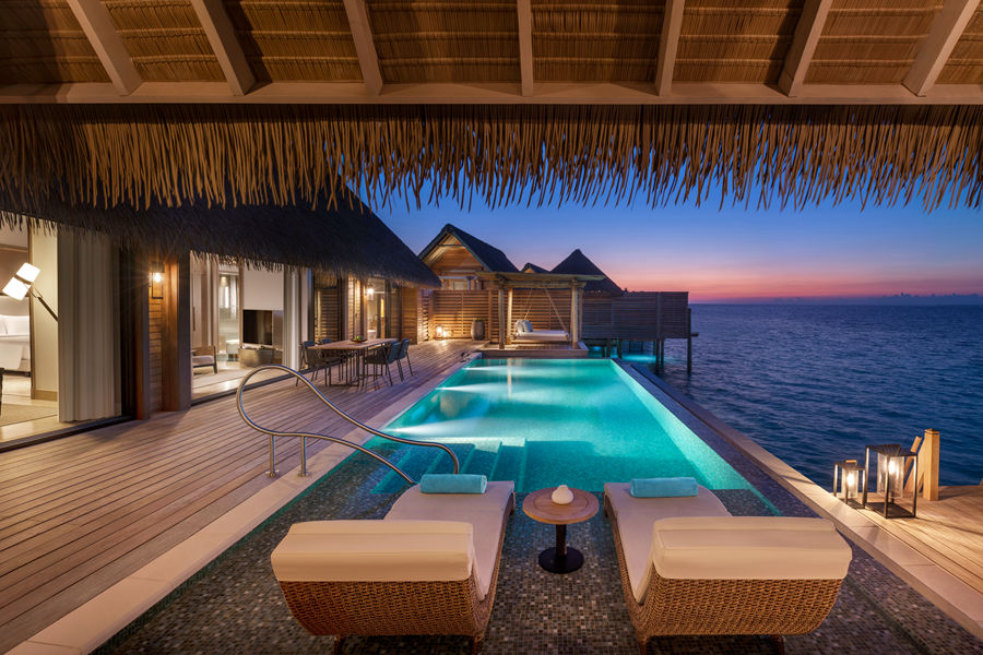 华尔道夫 - 高级水上泳池别墅（双床）图片1 - Waldorf Astoria Maldives Ithaafushi  Two Queen Bedded Grand Overwater Villa with Pool Photo 1
