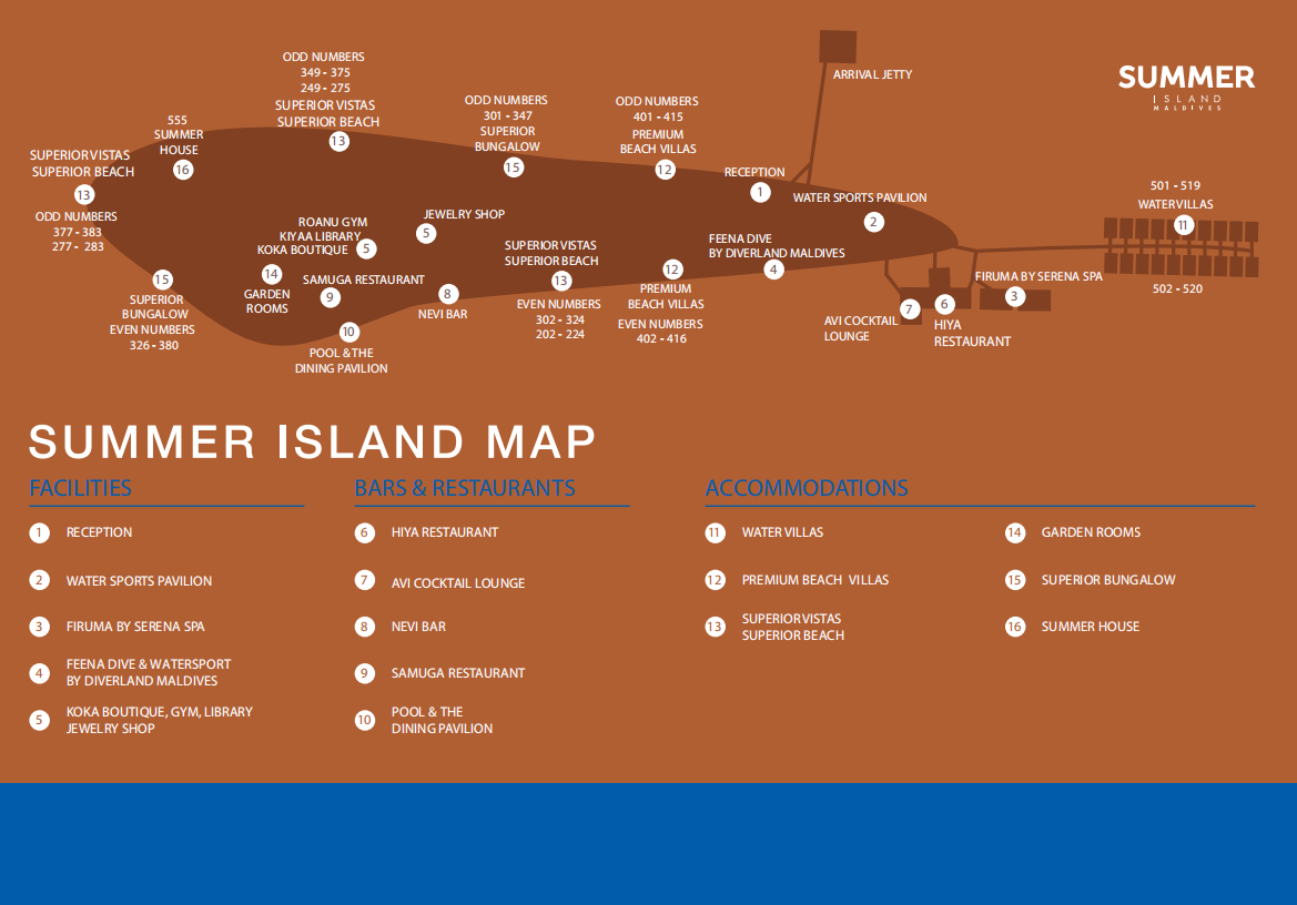 夏日岛度假村地图布局 - Summer Island Maldives Resort Map
