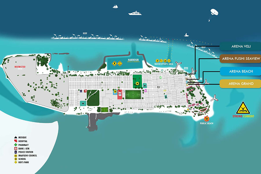 竞技场海滩酒店度假村地图布局 - ARENA HOTELS Resort Map