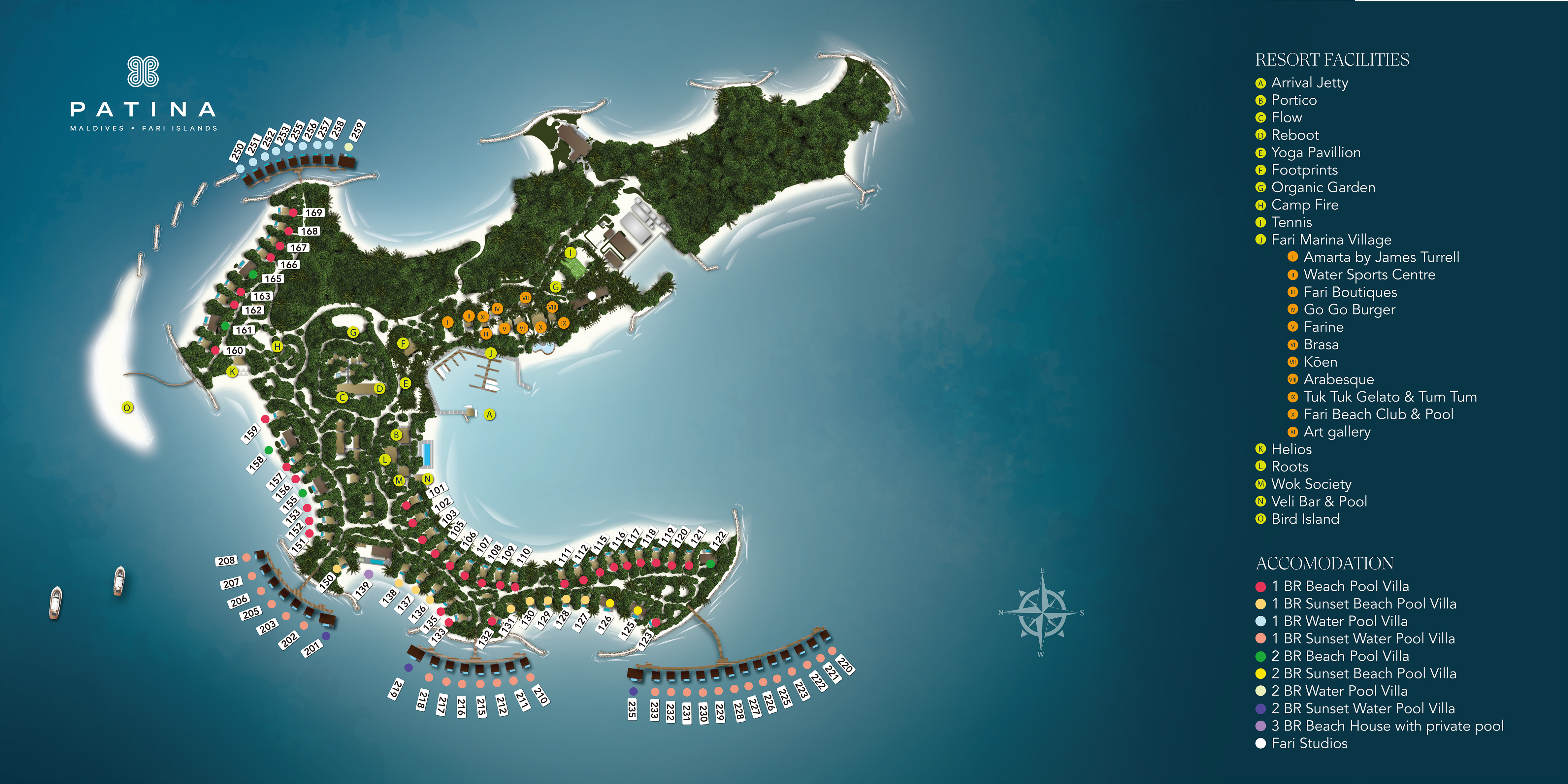 柏典度假村地图布局 - Patina Maldives Resort Map