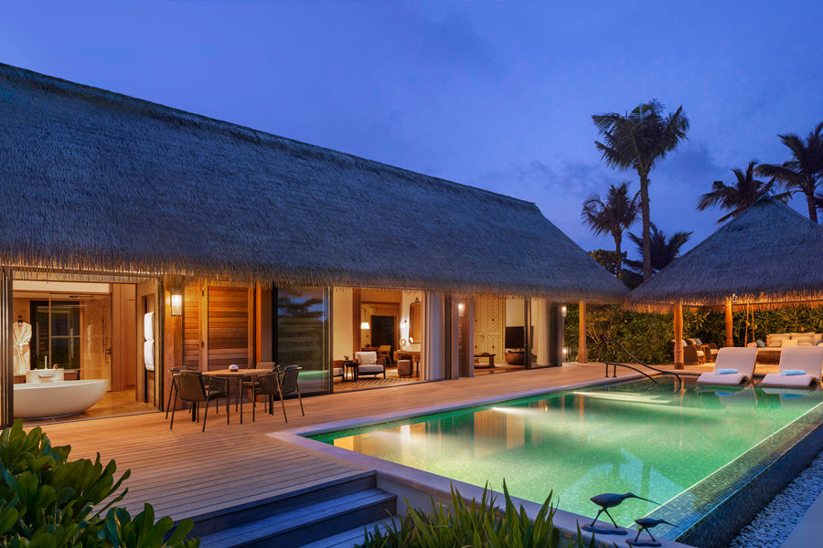华尔道夫 - 高级沙滩泳池别墅（双床）图片3 - Waldorf Astoria Maldives Ithaafushi  Two Queen Bedded Grand Beach Villa with Pool Photo 3
