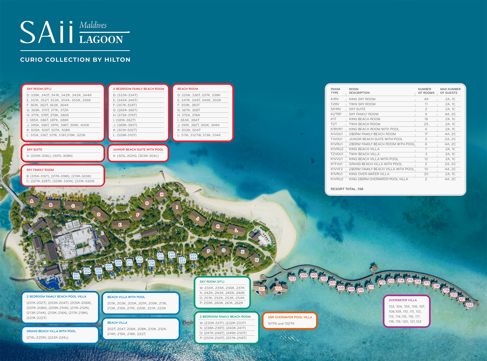 塞伊（希尔顿格芮）度假村地图布局 - SAii Lagoon Maldives, Curio Collection by Hilton Resort Map