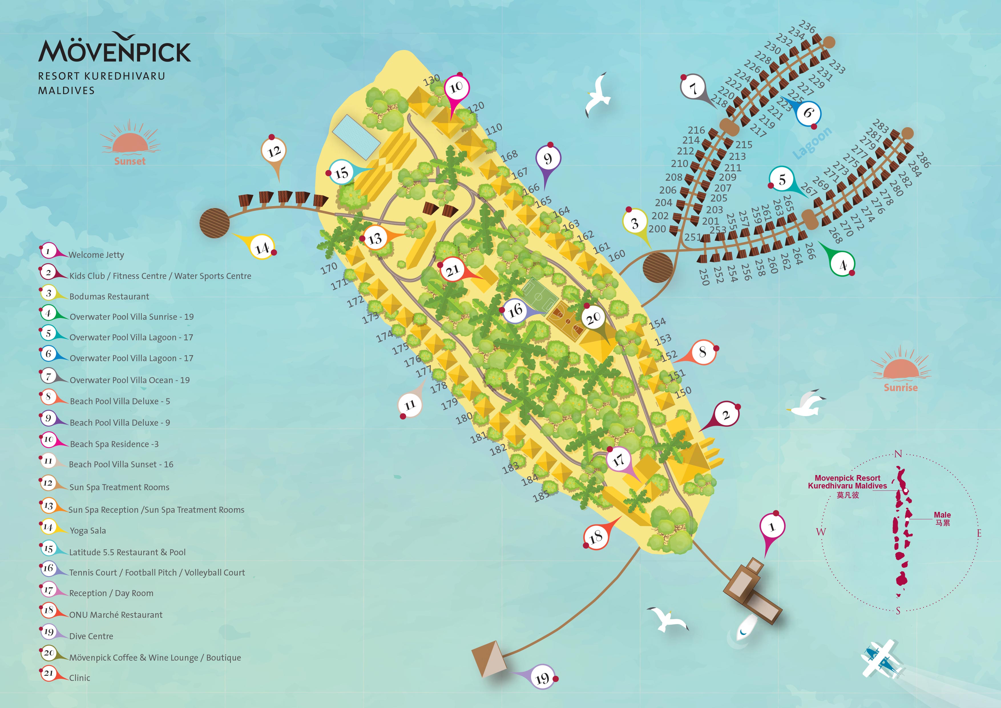 库勒迪瓦鲁度假村地图布局 - Kuredhivaru Resort and Spa Resort Map