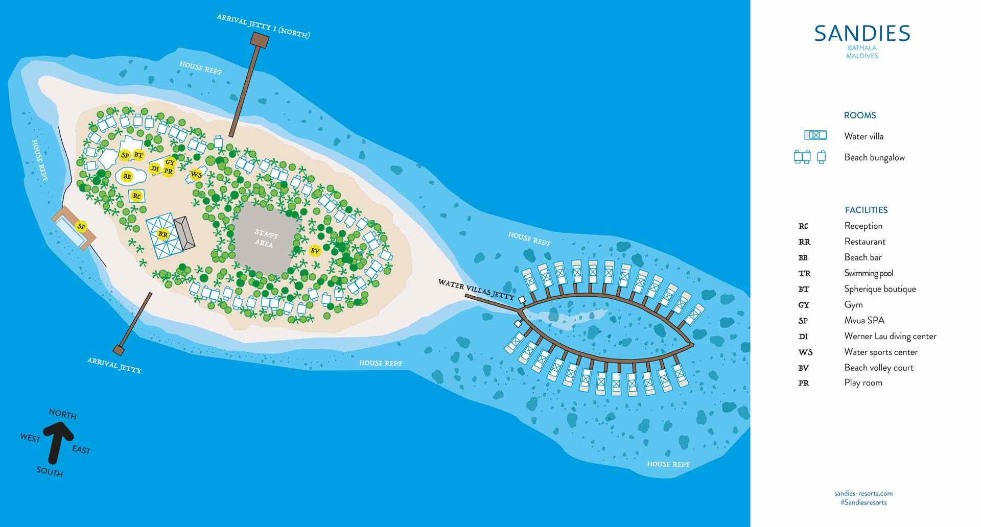 桑迪斯巴塔拉度假村地图布局 - sandies bathala Resort Map
