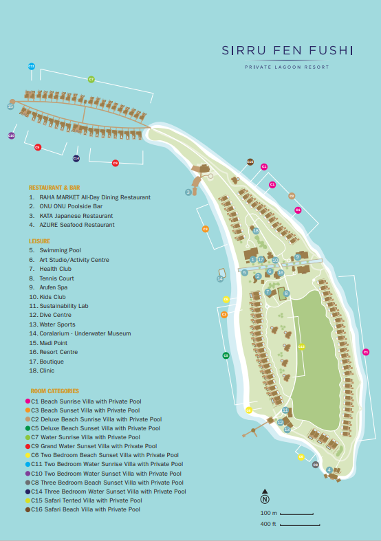 斯茹芬富士度假村地图布局 - Sirru Fen Fushi-Private Lagoon Resort  Resort Map