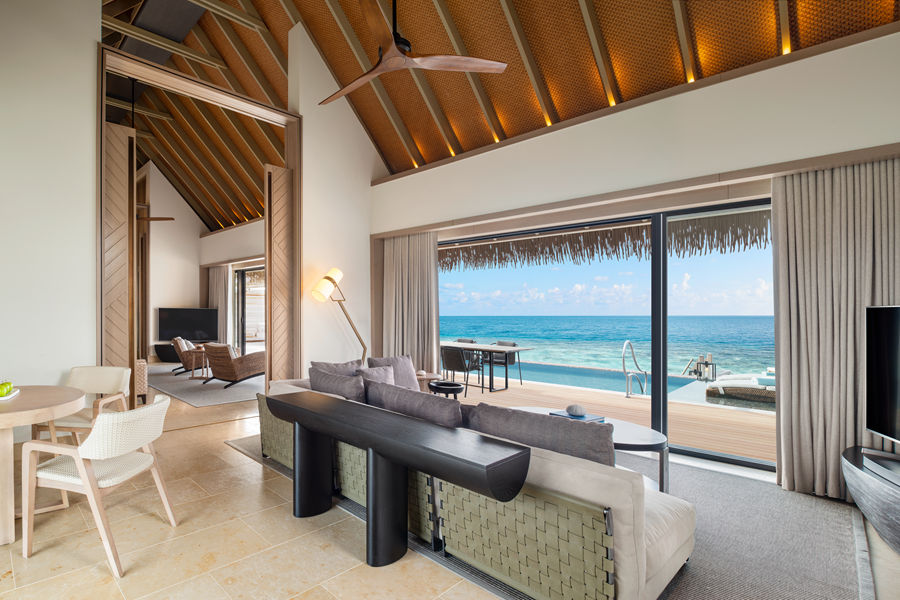 华尔道夫 - 高级水上泳池别墅（双床）图片4 - Waldorf Astoria Maldives Ithaafushi  Two Queen Bedded Grand Overwater Villa with Pool Photo 4