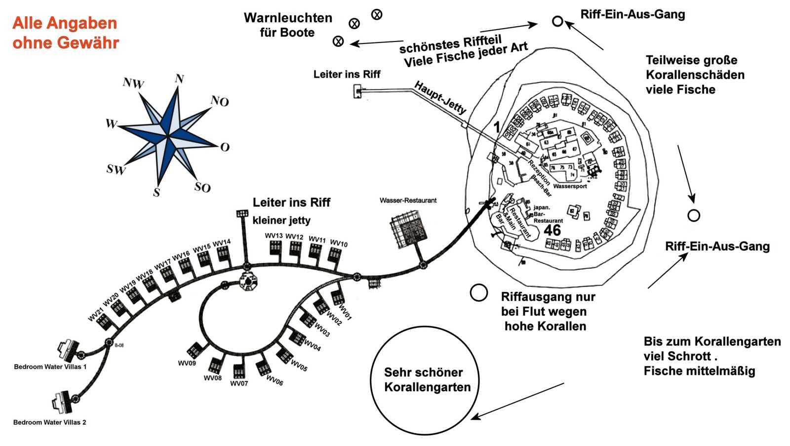 钻石泰达芙士度假村地图布局 - Diamonds Thudufushi Beach&Water Villas Resort Map