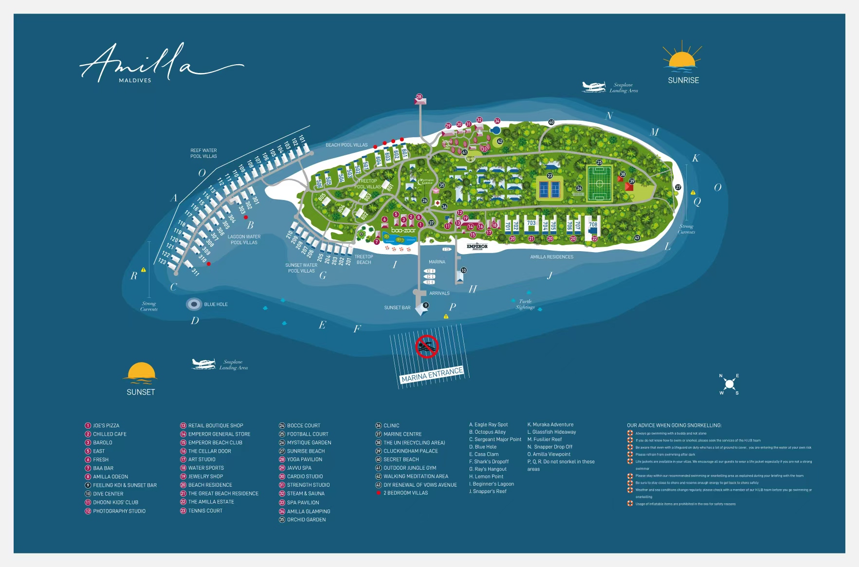 阿米拉富士度假村地图布局 - Amilla Fushi Resort Map