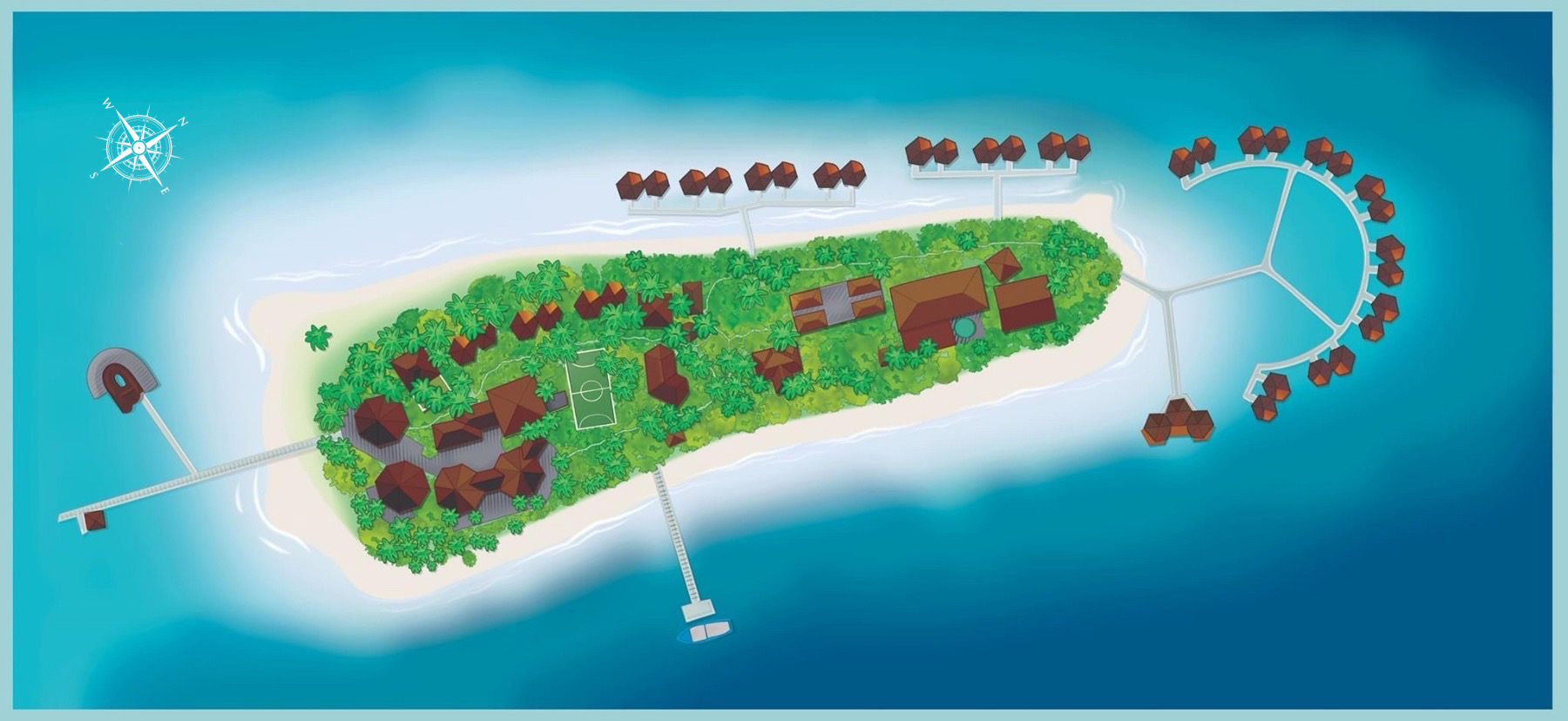 蜜莉喜岛度假村地图布局 - Mirihi Island Resort Resort Map