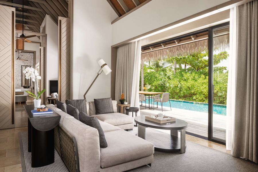 华尔道夫 - 高级沙滩泳池别墅（双床）图片2 - Waldorf Astoria Maldives Ithaafushi  Two Queen Bedded Grand Beach Villa with Pool Photo 2