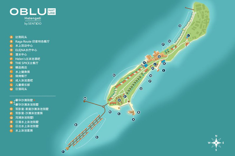 奥露哈林吉利度假村地图布局 - OBLU NATURE HelenGeli Resort Map